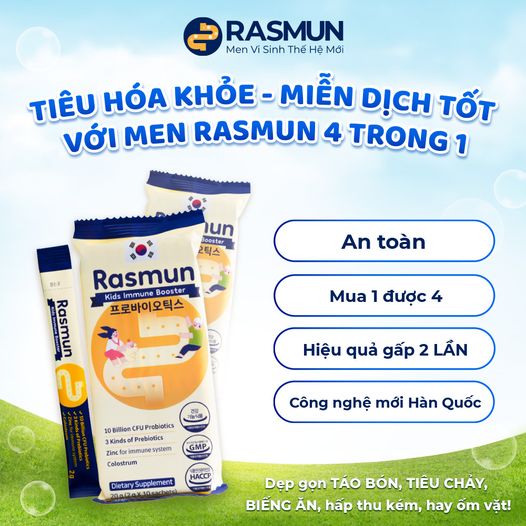 Cách sử dụng men vi sinh Rasmun THẾ HỆ MỚI 4 trong 1 giúp con giảm rối loạn tiêu hóa, biếng ăn – mẹ bỏ túi ngay!!